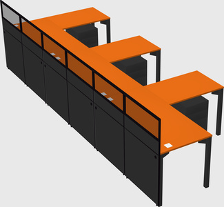 Shared l-shaped cubicle