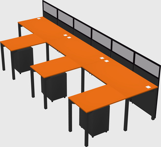 Shared l-shaped cubicle
