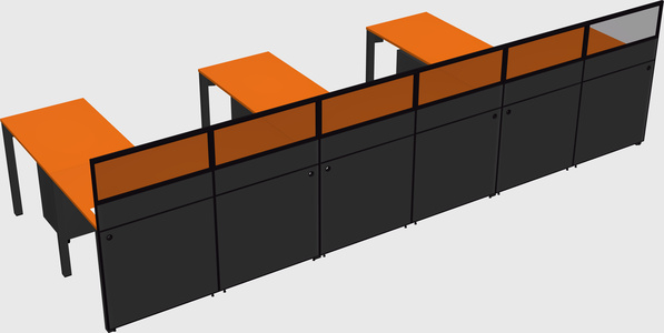 Shared l-shaped cubicle