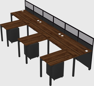 Shared l-shaped cubicle