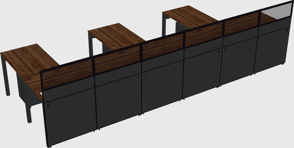 Shared l-shaped cubicle