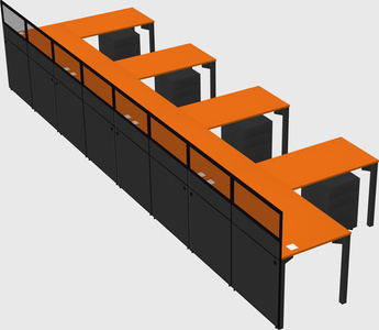 Shared l-shaped cubicle