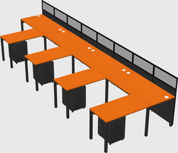 Shared l-shaped cubicle
