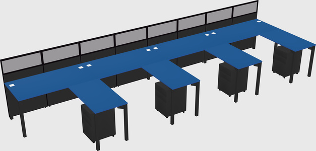Shared l-shaped cubicle