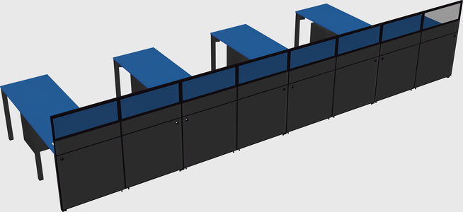Shared l-shaped cubicle
