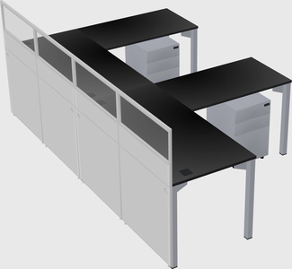 Shared l-shaped cubicle