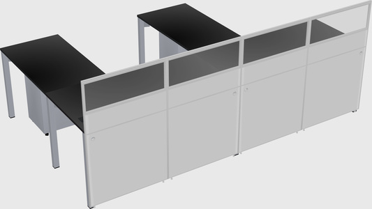 Shared l-shaped cubicle