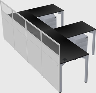 Shared l-shaped cubicle