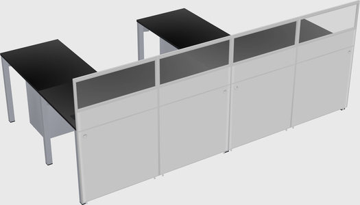 Shared l-shaped cubicle