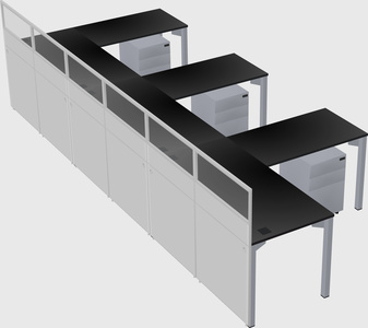 Shared l-shaped cubicle