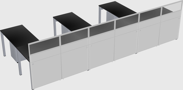 Shared l-shaped cubicle
