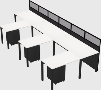 Shared l-shaped cubicle