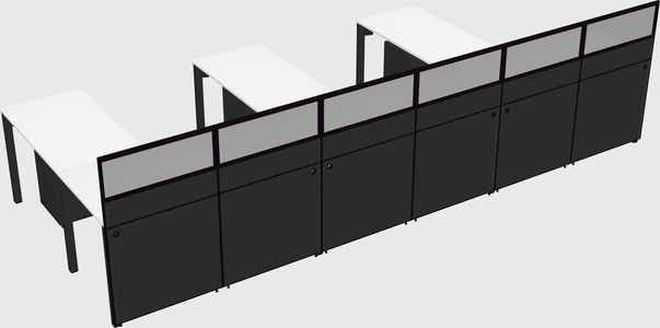 Shared l-shaped cubicle