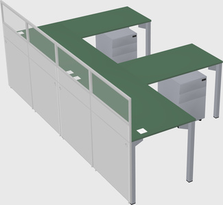 Shared l-shaped cubicle