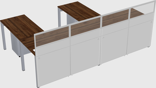 Shared l-shaped cubicle