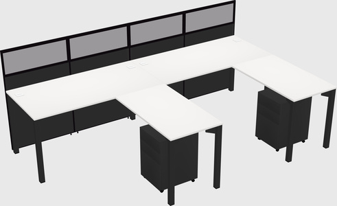 Shared l-shaped cubicle