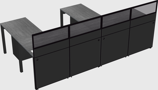 Shared l-shaped cubicle