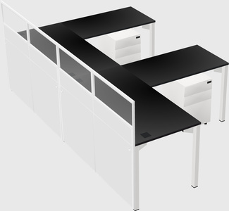 Shared l-shaped cubicle