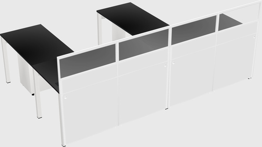 Shared l-shaped cubicle