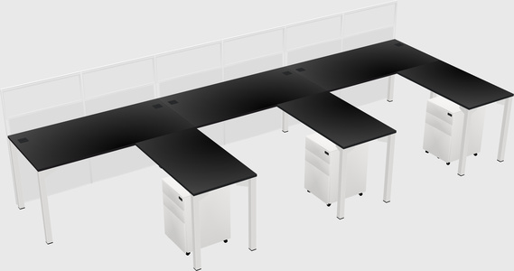 Shared l-shaped cubicle