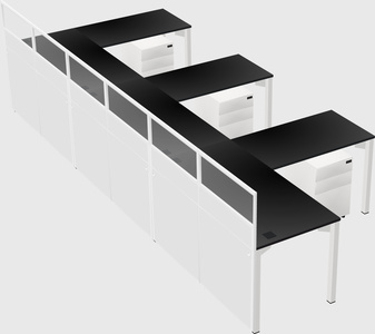 Shared l-shaped cubicle