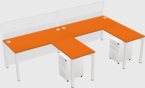 Shared l-shaped cubicle