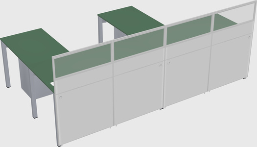 Shared l-shaped cubicle