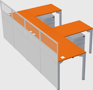 Shared l-shaped cubicle
