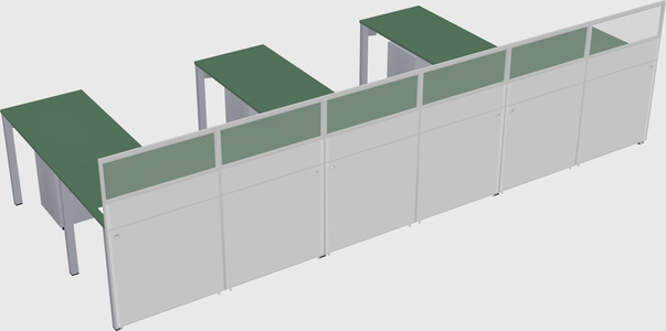 Shared l-shaped cubicle