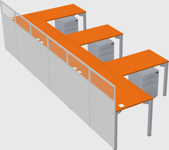 Shared l-shaped cubicle