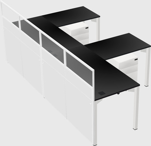 Shared l-shaped cubicle