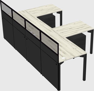 Shared l-shaped cubicle