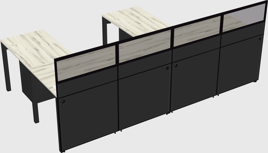 Shared l-shaped cubicle