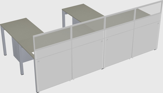 Shared l-shaped cubicle