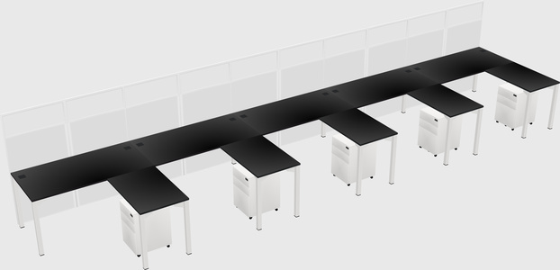 Shared l-shaped cubicle