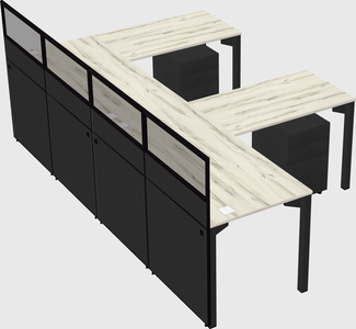 Shared l-shaped cubicle