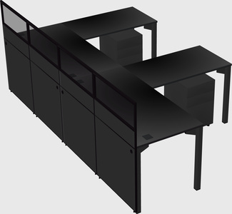 Shared l-shaped cubicle