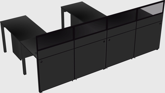 Shared l-shaped cubicle