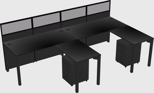 Shared l-shaped cubicle