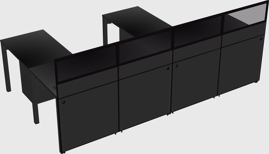 Shared l-shaped cubicle