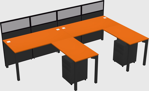 Shared l-shaped cubicle