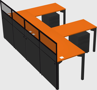 Shared l-shaped cubicle