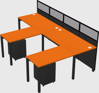 Shared l-shaped cubicle