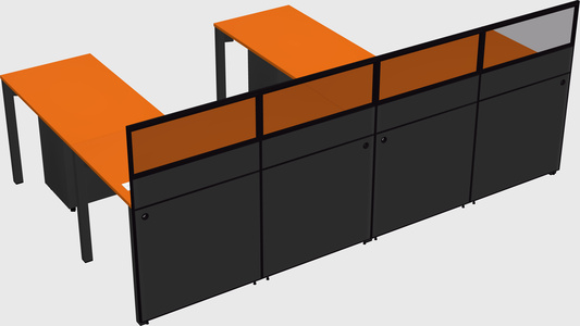 Shared l-shaped cubicle