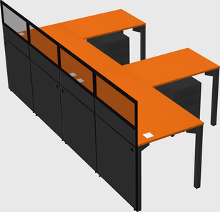 Shared l-shaped cubicle