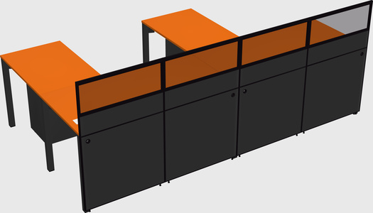 Shared l-shaped cubicle
