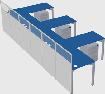 Shared l-shaped cubicle