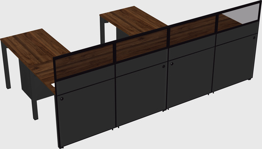 Shared l-shaped cubicle