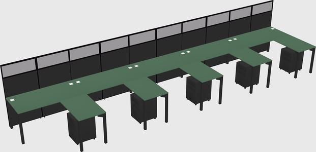Shared l-shaped cubicle
