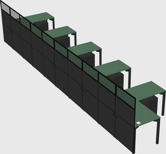 Shared l-shaped cubicle